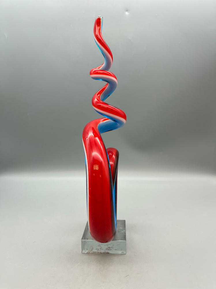 Murano Glass “Swirl” Sculpture Italy c. 1970 Murano Glass sculpture Block Base - Very Good