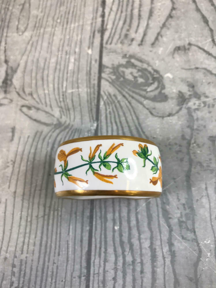 6 Piece Franklin Porcelain 1978 BOTANIC GARDEN NAPKIN RINGS - Stamped Franklin - Very Good