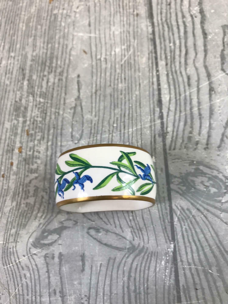 6 Piece Franklin Porcelain 1978 BOTANIC GARDEN NAPKIN RINGS - Stamped Franklin - Very Good
