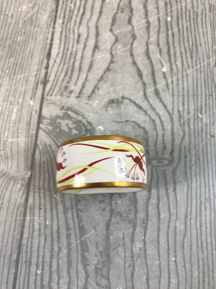 6 Piece Franklin Porcelain 1978 BOTANIC GARDEN NAPKIN RINGS - Stamped Franklin - Very Good