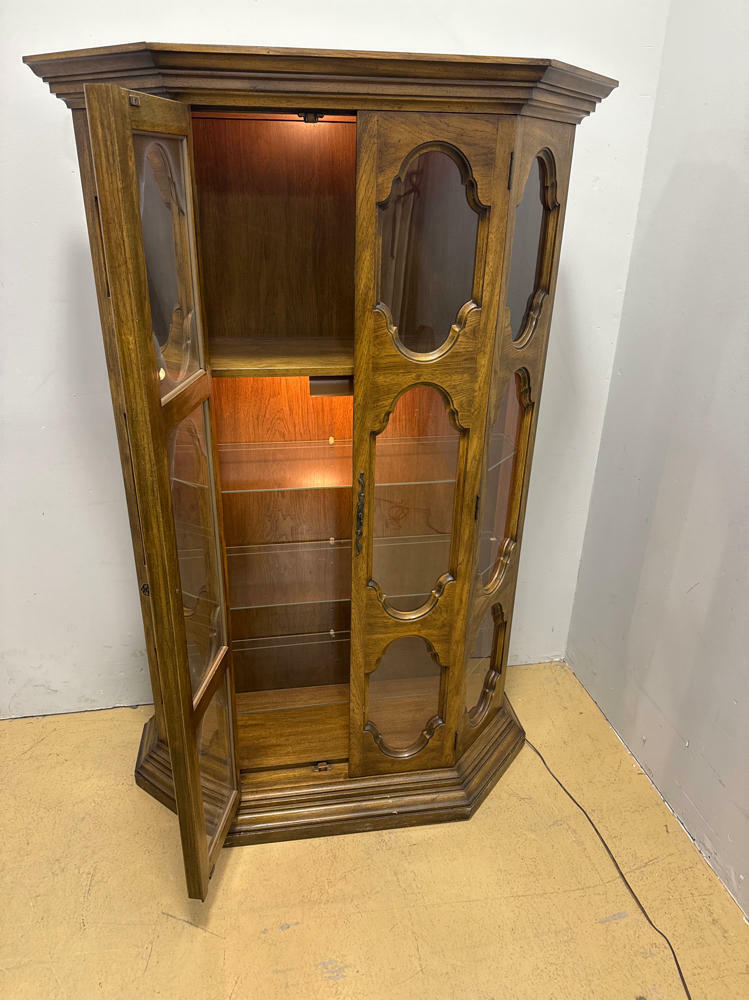 Fancy Oak 2 Door Curio Cabinet For Home Furniture Decor - Wood & Glass cabinet - Good