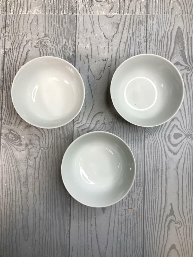 Set/3 Vintage Chinese Porcelain Rice Bowls Hand Painted Butterfly Squash Blossom - Good