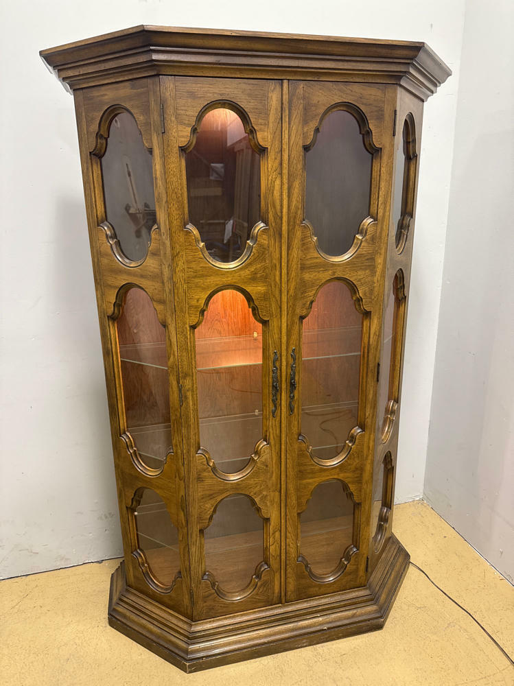 Fancy Oak 2 Door Curio Cabinet For Home Furniture Decor - Wood & Glass cabinet - Good