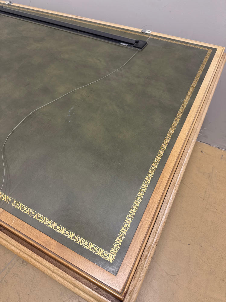 Large Green Top Drafting Table for Architecture and Crafting - Wooden Base - Good