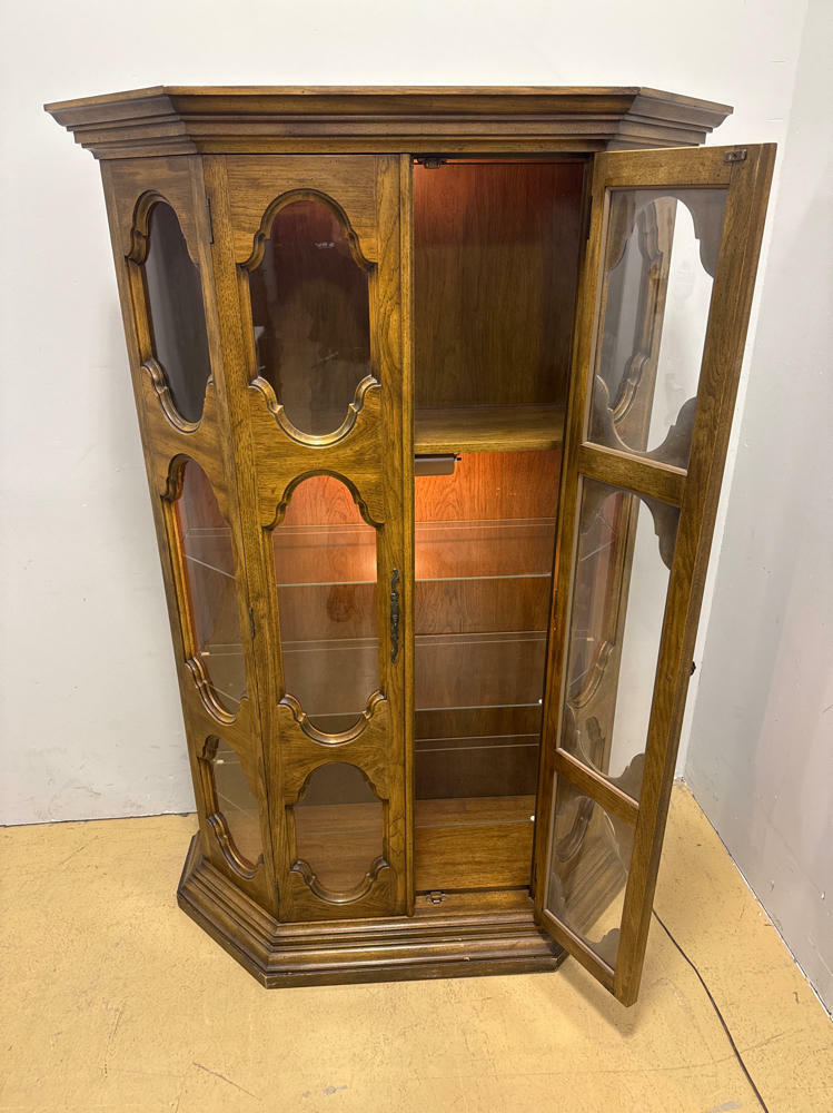Fancy Oak 2 Door Curio Cabinet For Home Furniture Decor - Wood & Glass cabinet - Good