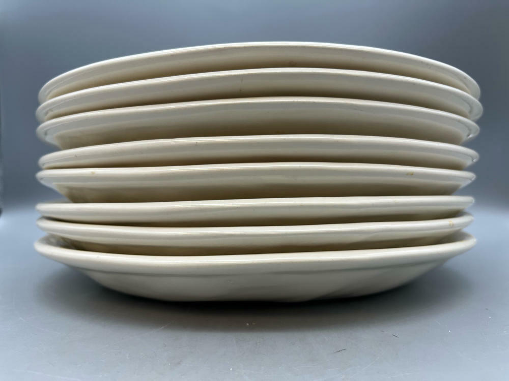 EIGHT Vintage Artichoke Condiment Plate with Divided Sections in Cream - Good