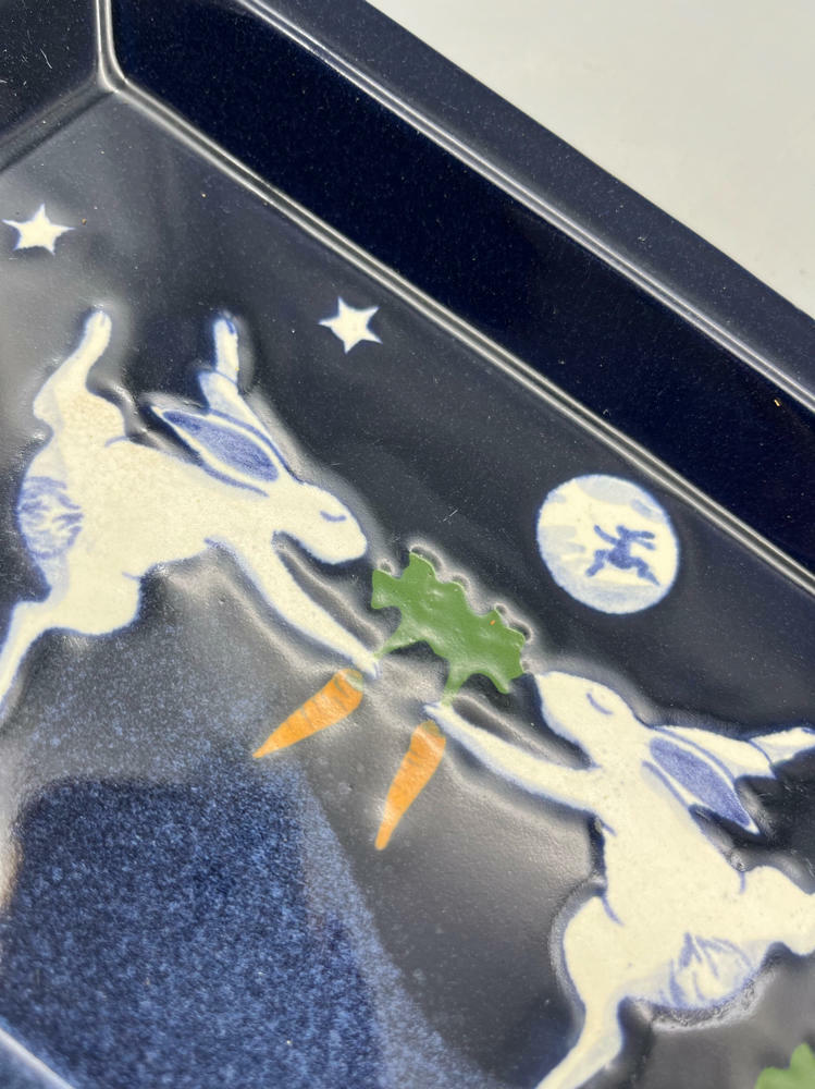 RARE!!! Legend of the Rabbit Moon Karen Howell 2  Piece Platter & Tray Set - Good