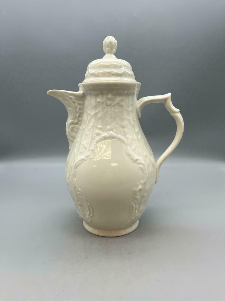 Roseanthal White Coffee Pot Sanssouci Series Gold Trim Germany Embossed Detail - Good