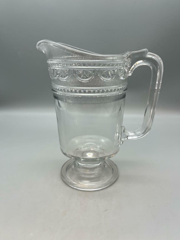Antique Early American Pressed Glass Water Pitcher Bryce, Higbee, and Co. - Good