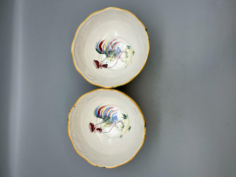 Fitz and Floyd Ricamo Portofino Hand Painted Rooster Motif Bowl - Good