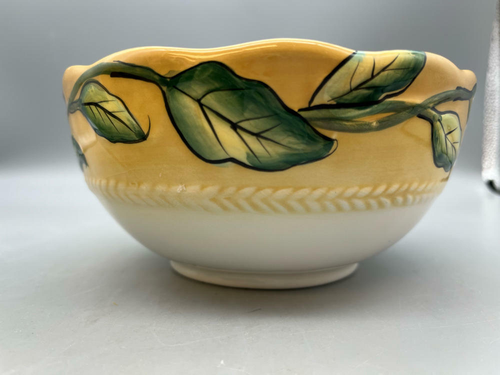 Fitz and Floyd Ricamo Portofino Hand Painted Rooster Motif Bowl - Good