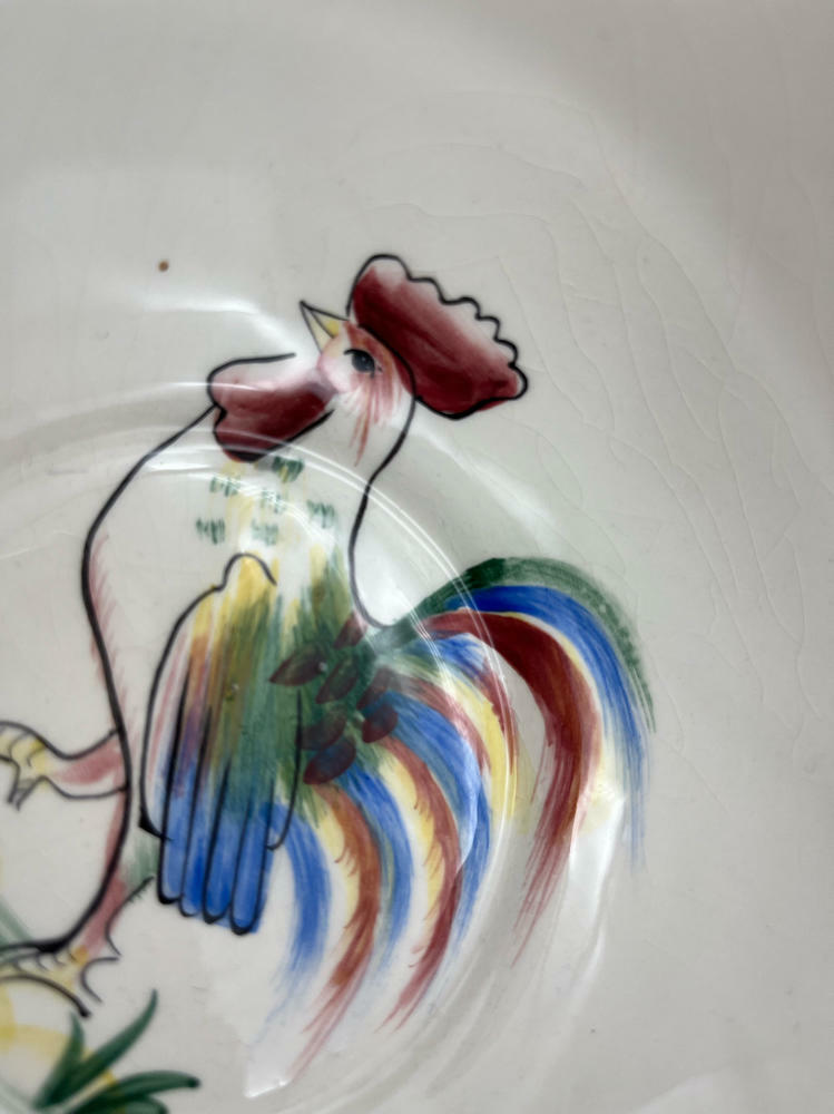 Fitz and Floyd Ricamo Portofino Hand Painted Rooster Motif Bowl - Good