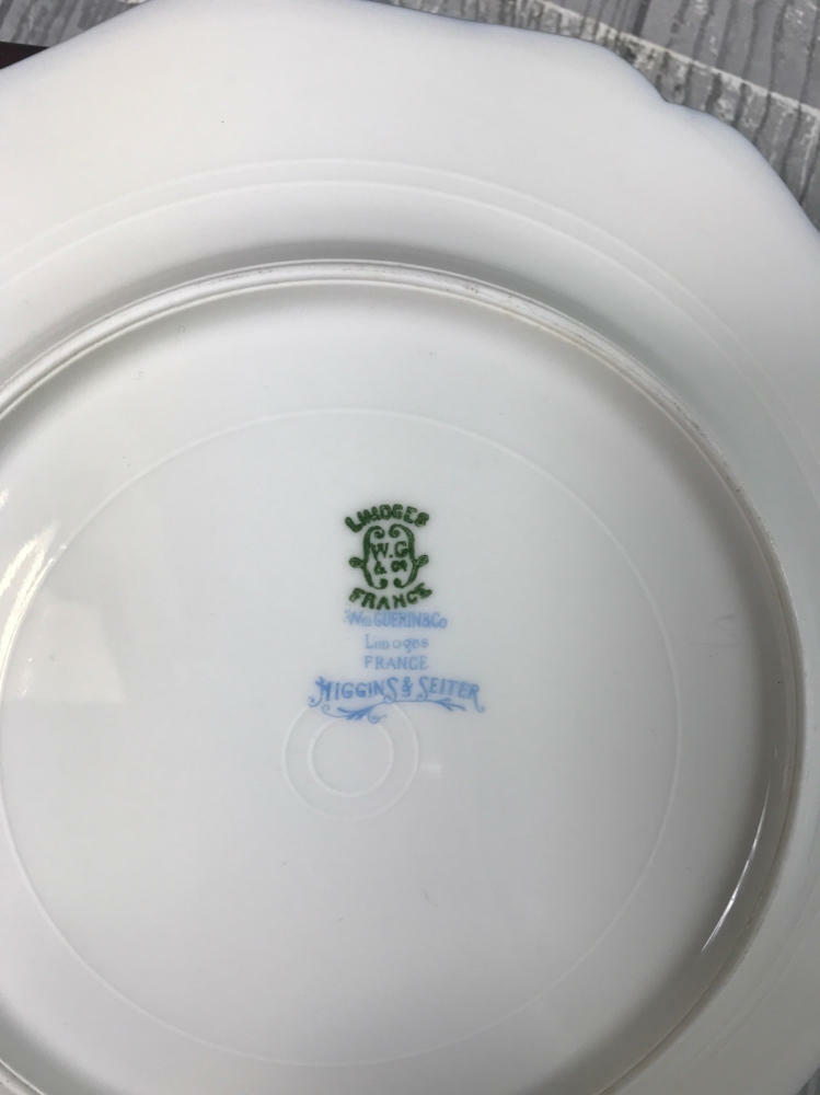 Set of 5 Guerin Limoges Cobalt & Gold Snowflake Center - Gold Rim Plates - Good