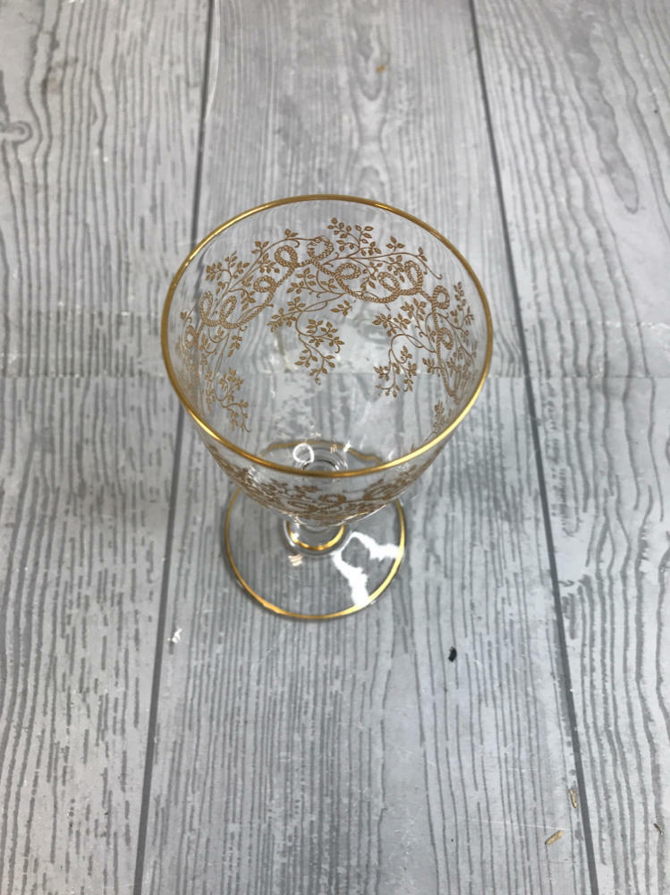 Set of 6 Elegant Gold Floral Wine Glasses - Rope and Vines Designs - Kitchen - Good