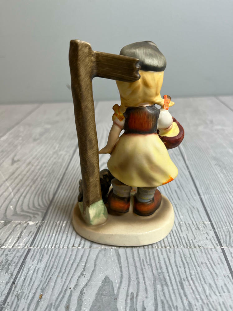 Napco Figurine of Girl with Basket & Black Puppy Stamped "Inseparable" & AH1H - Good