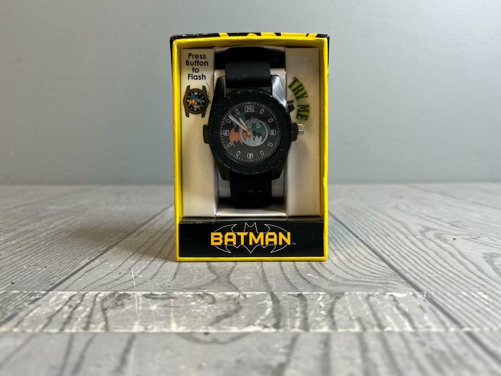 DC Comics Batman Flashing Bat Signal Dial Black Digital Wrist Watch New In Box