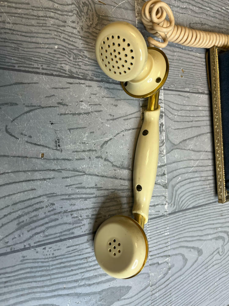 French Style Petite Cutie Rotary Dial Phone Cream & Gold Radio Shack Japan Decor - Good