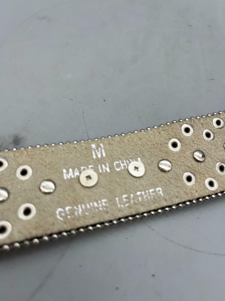 New York Jets Black NFL Leather Belt Rhinestone SIZE M Bedazzled Bling Gems - Good