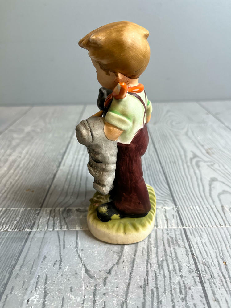 Boy Astronaut Holding Helmet Next to Rocket No: U8688 Stamped by Erich Stauffer - Good