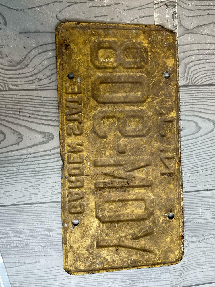 Antique New Jersey Car Black License Plate NJ Old Auto Tags 1948 - Good