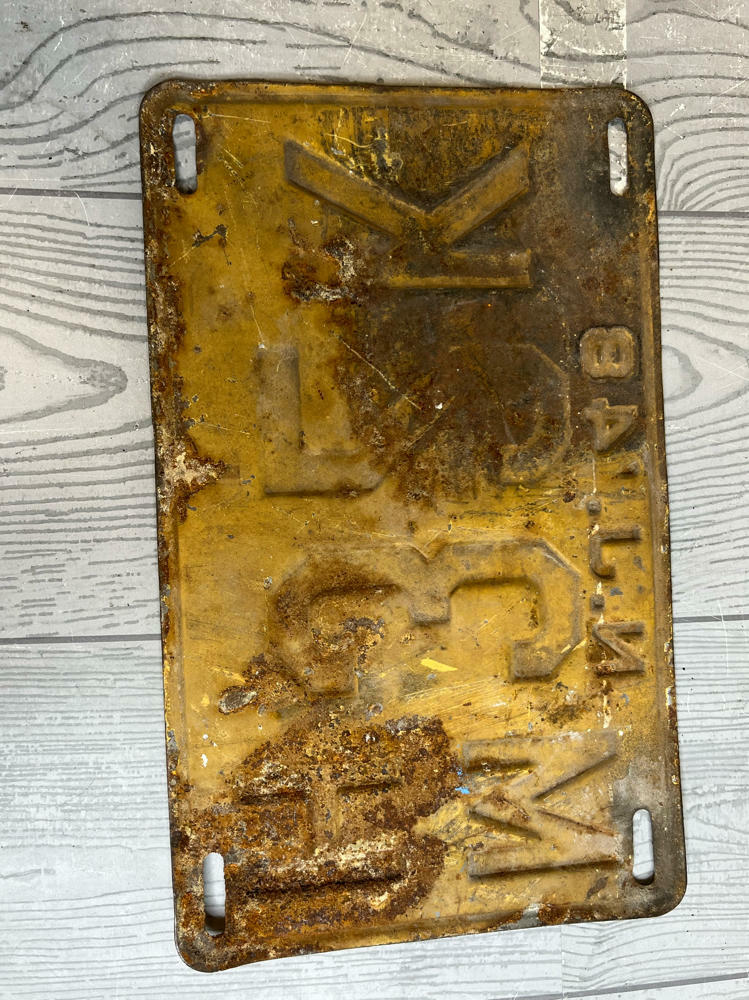 Antique New Jersey Car Black License Plate NJ Old Auto Tags 1948 - Good