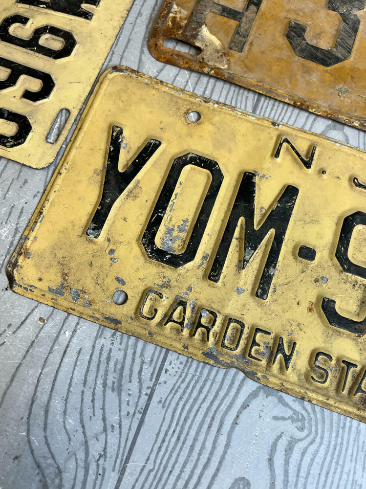 Antique New Jersey Car Black License Plate NJ Old Auto Tags 1948 - Good