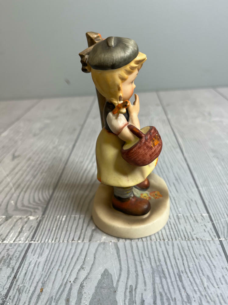 Napco Figurine of Girl with Basket & Black Puppy Stamped "Inseparable" & AH1H - Good