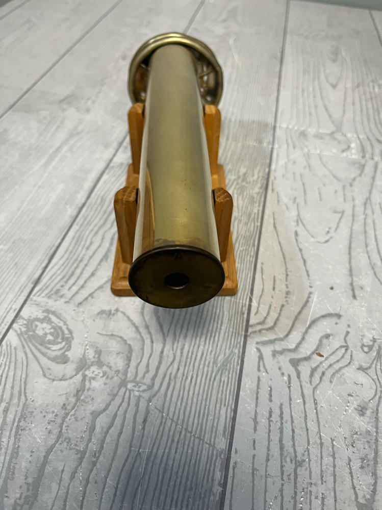 Vintage Kaleidoscope with Brass Body 2 Wheels Stained & Textured Glass on Stand - Good