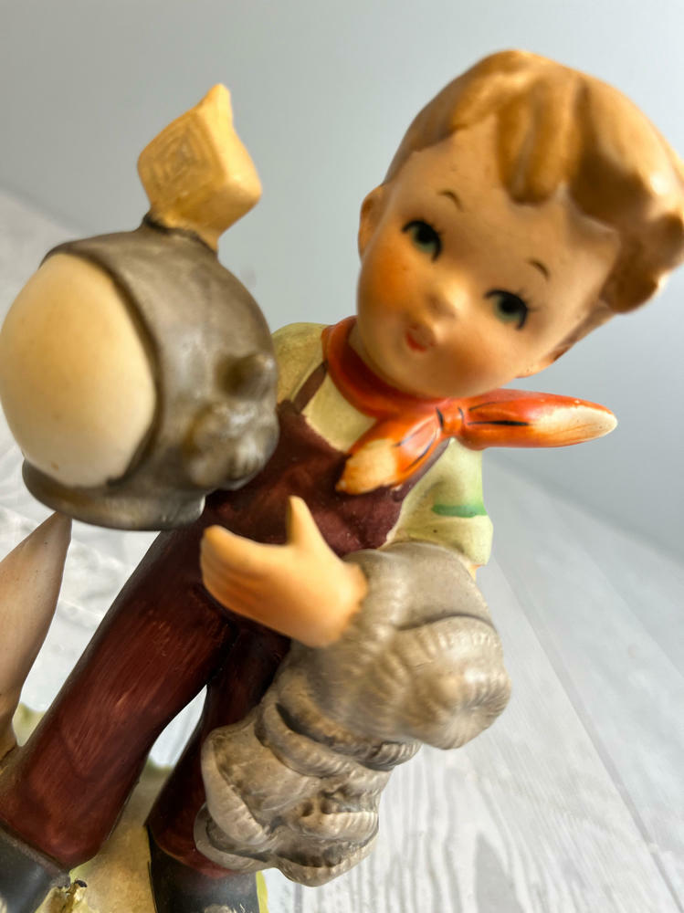 Boy Astronaut Holding Helmet Next to Rocket No: U8688 Stamped by Erich Stauffer - Good
