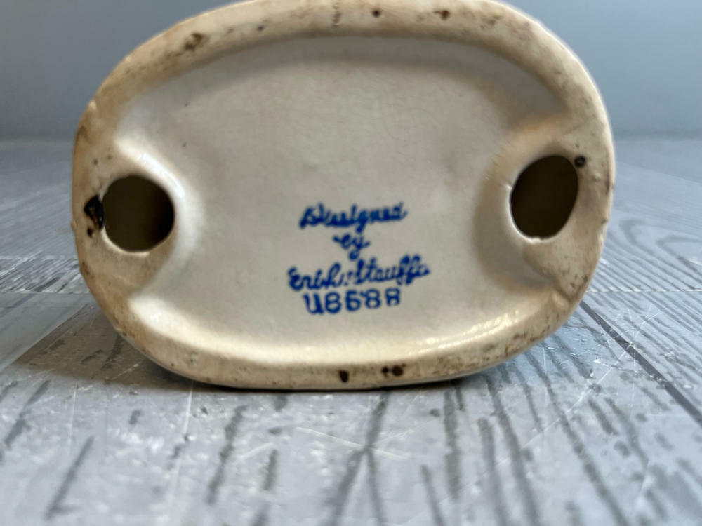 Boy Astronaut Holding Helmet Next to Rocket No: U8688 Stamped by Erich Stauffer - Good