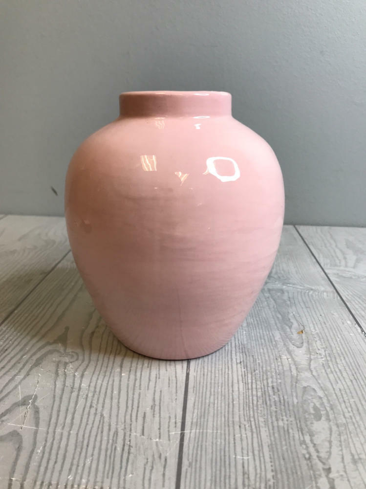 Vintage Pink Ceramic Vase Ginger Jar Decorative Pottery Production Technique - Good