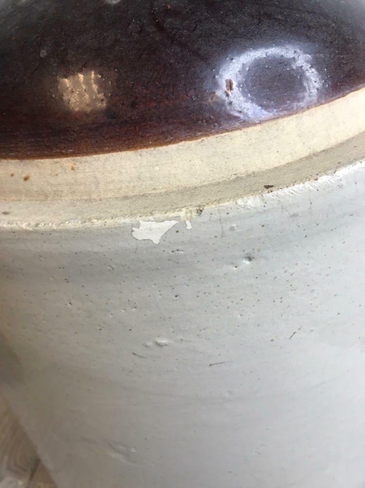 Large Stoneware Pottery Crock Ceramic Moonshine Whiskey Jug Early American Style - Good