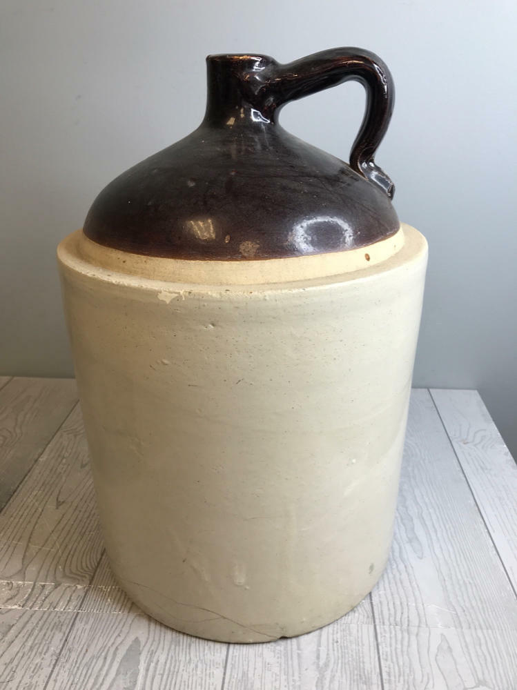 Large Stoneware Pottery Crock Ceramic Moonshine Whiskey Jug Early American Style - Good
