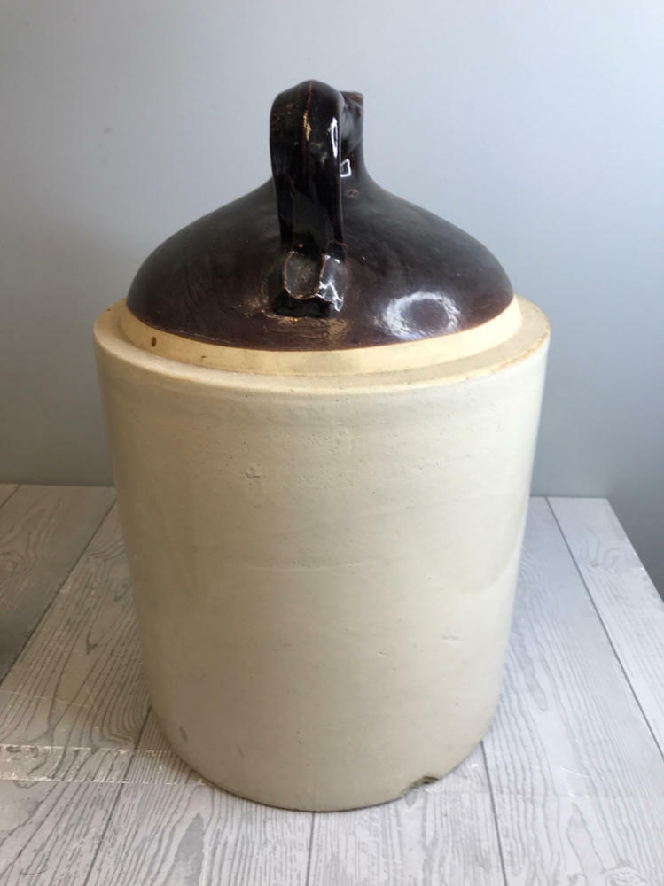 Large Stoneware Pottery Crock Ceramic Moonshine Whiskey Jug Early American Style - Good