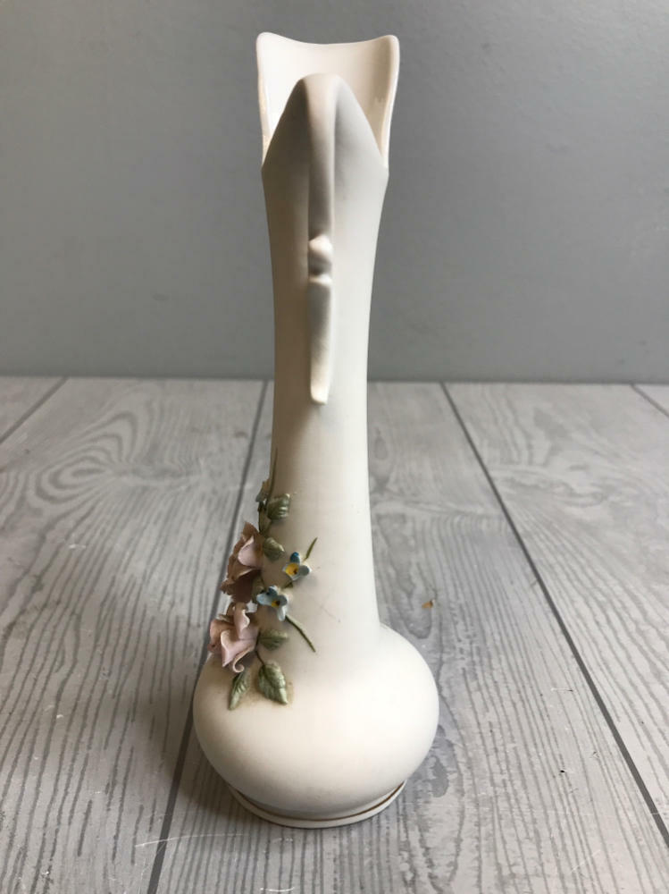 Vintage Lefton China Pink Bisque Floral Vase Mini Pitcher Hand Painted No: 829 - Good