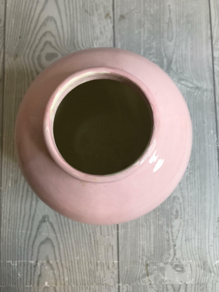 Vintage Pink Ceramic Vase Ginger Jar Decorative Pottery Production Technique - Good