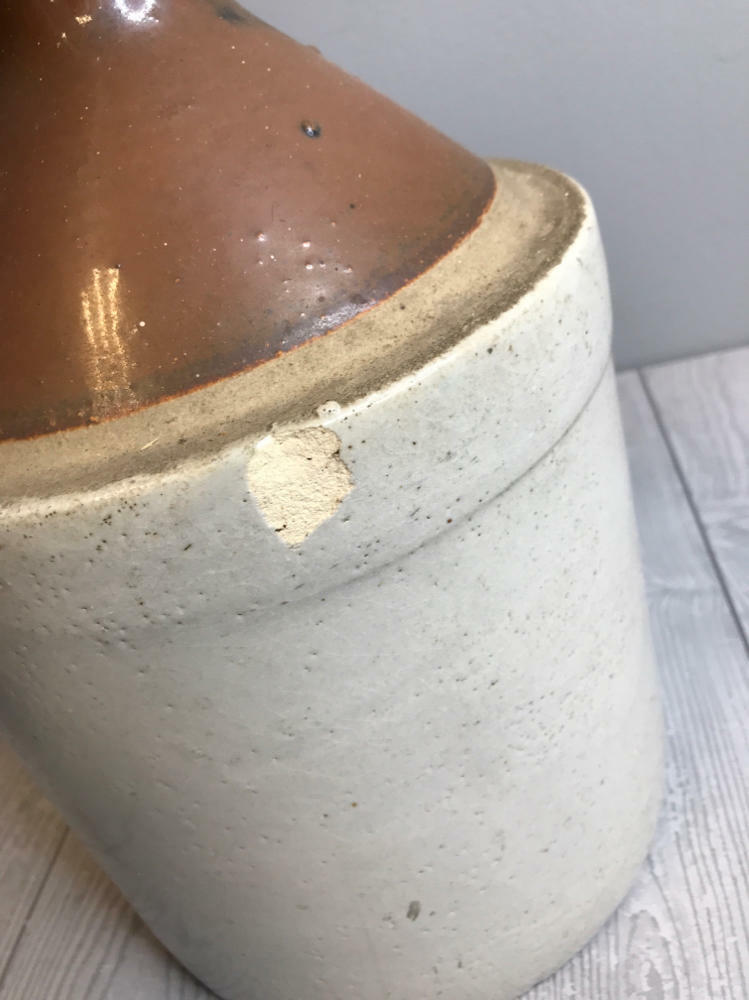 Small Stoneware Pottery Crock Ceramic Moonshine Whiskey Jug Early American Look - Good