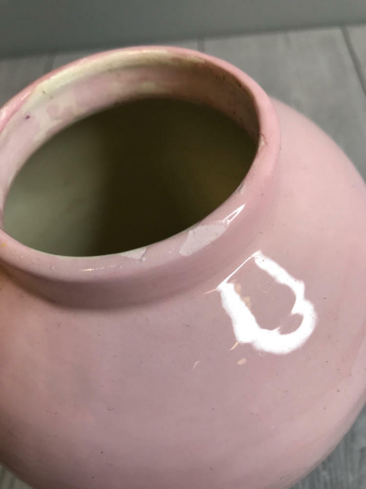 Vintage Pink Ceramic Vase Ginger Jar Decorative Pottery Production Technique - Good