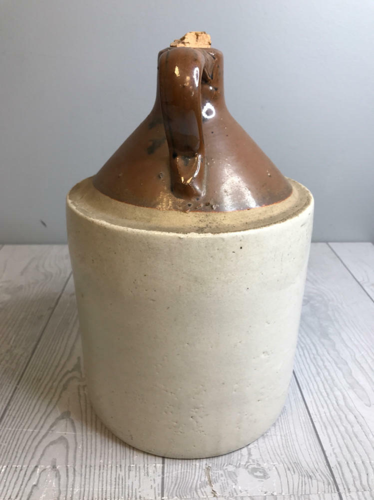 Small Stoneware Pottery Crock Ceramic Moonshine Whiskey Jug Early American Look - Good