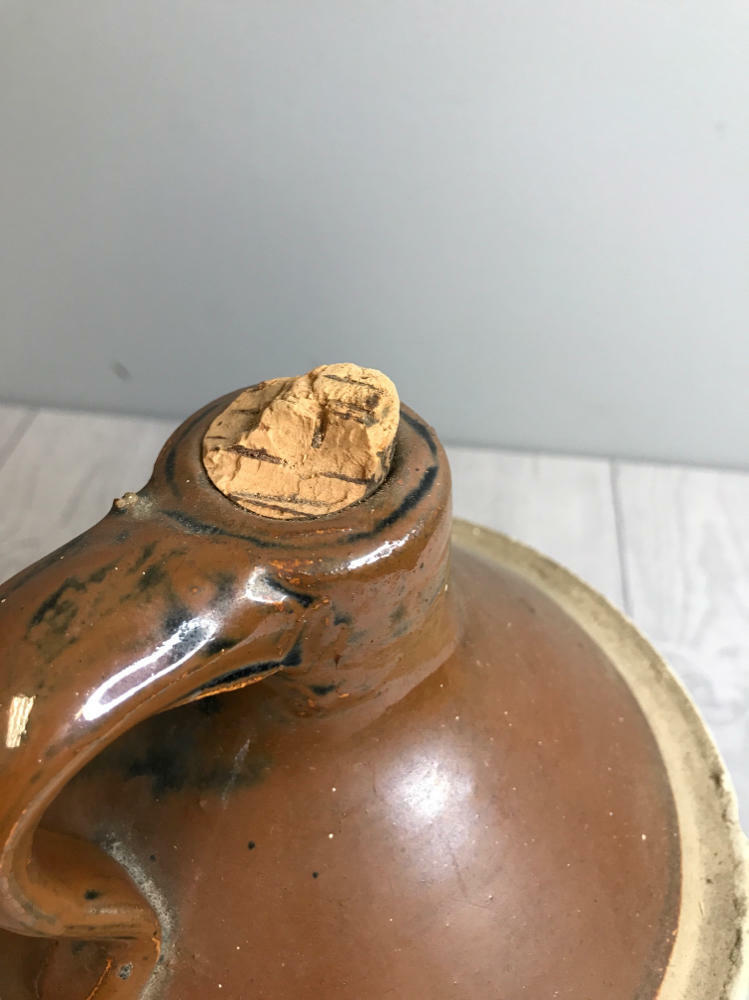 Small Stoneware Pottery Crock Ceramic Moonshine Whiskey Jug Early American Look - Good