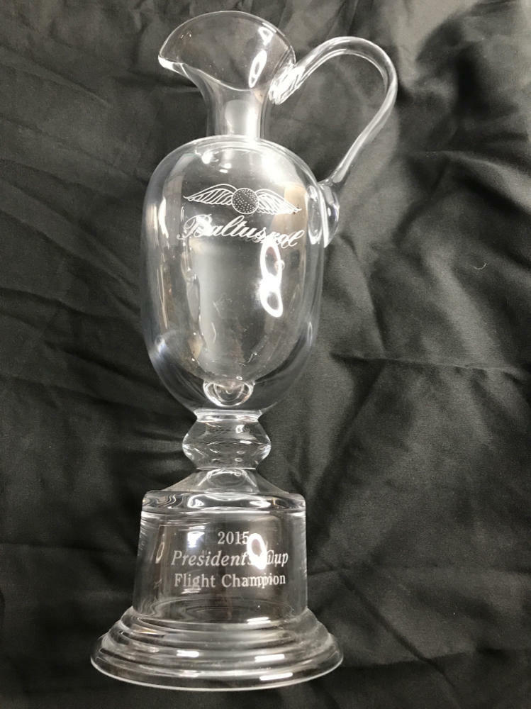 Unique Sterling Cut Glass Golf Trophy Vase Claret British Open Style - Good