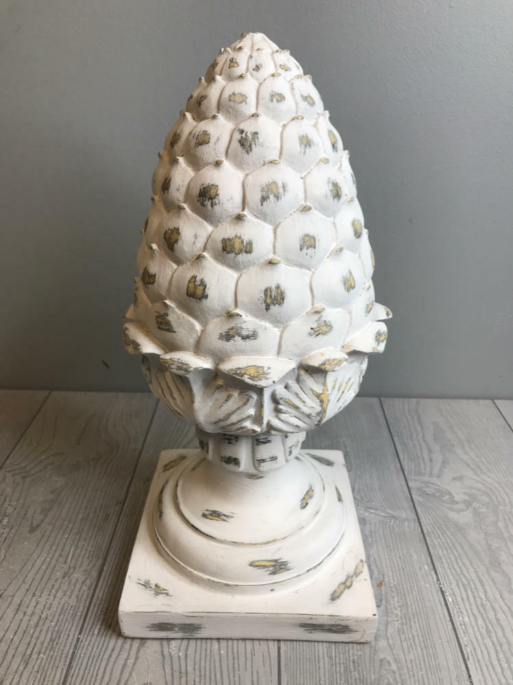 Distressed Wooden Artichoke Indoor/Outdoor Garden Pinecone  Home Decor - Good