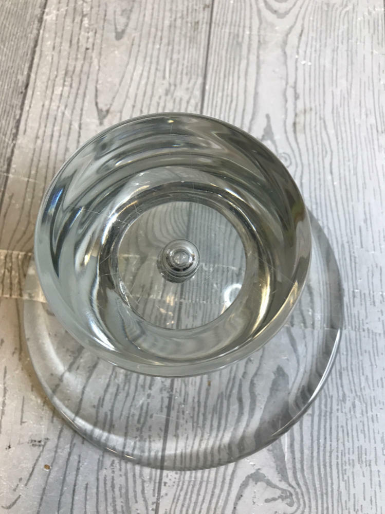 Vintage Kristaluxus Heavy Clear Crystal Centerpiece Bowl Wide Shallow Shape - Good