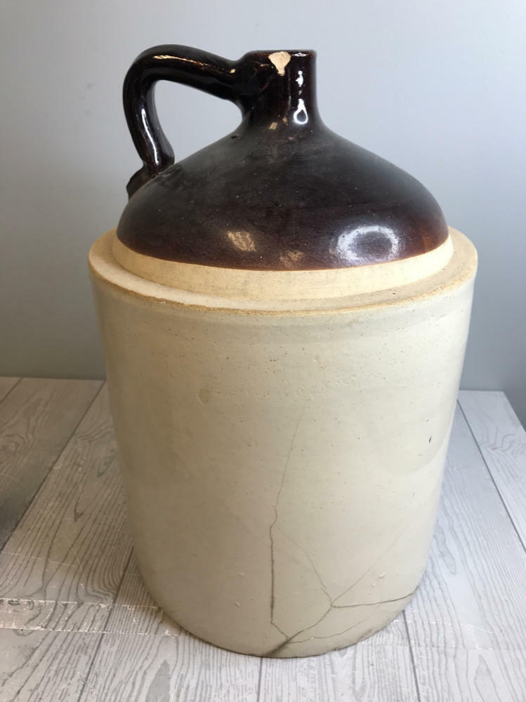 Large Stoneware Pottery Crock Ceramic Moonshine Whiskey Jug Early American Style - Good