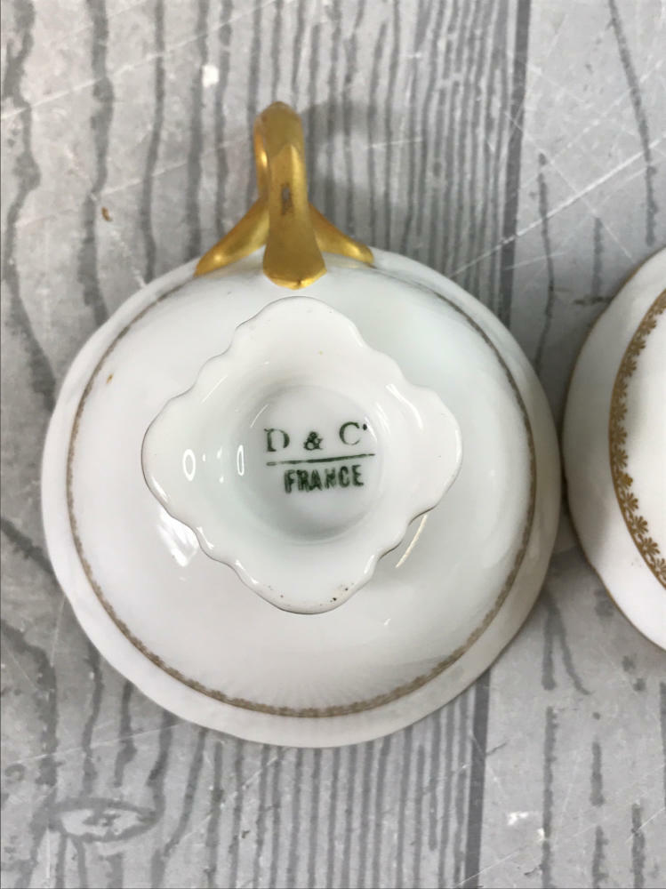 Delinieres & Co Bernaudaud & Co Limoges France Burgundy & Gold Tea Cups&Saucers - Good