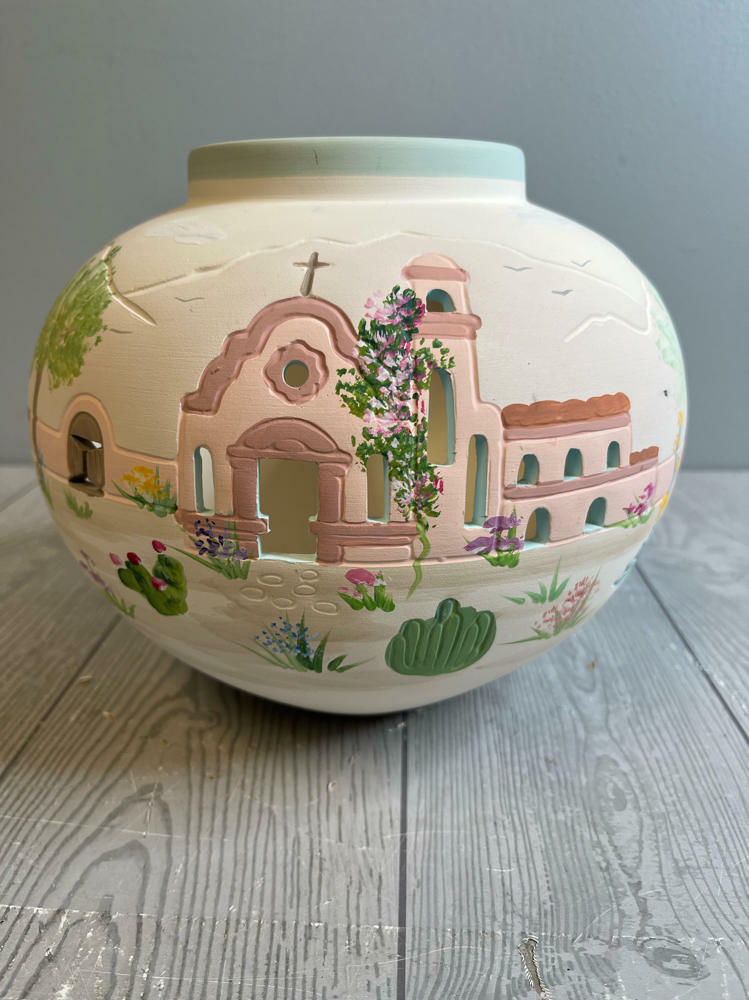 Vintage South West Pottery Bowl Hand Made and Painted Home Decor Pastel Colors - Good