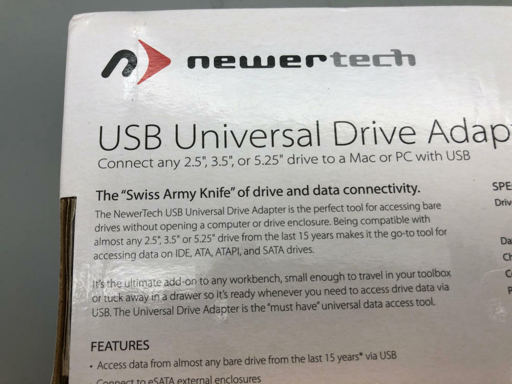 NewerTech USB 3.0 Universal Drive Adapter SB Bare Drive Adapter - New Open Box