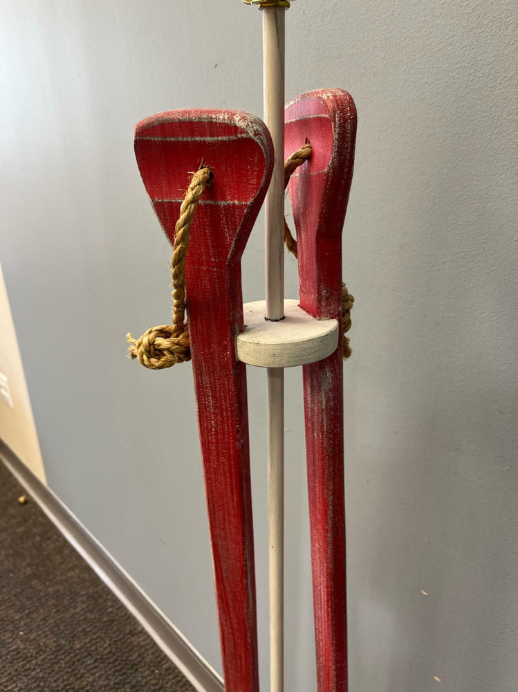 Coastal Floor Lamp 2 Paddles Red Accent with Rope No Shade - Good