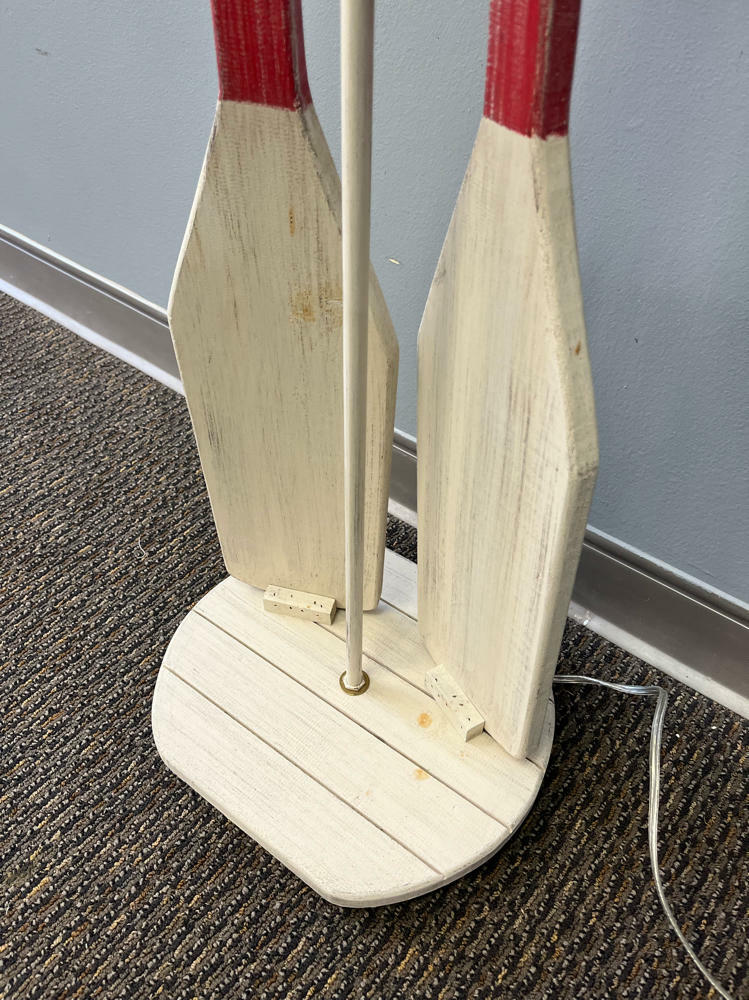 Coastal Floor Lamp 2 Paddles Red Accent with Rope No Shade - Good