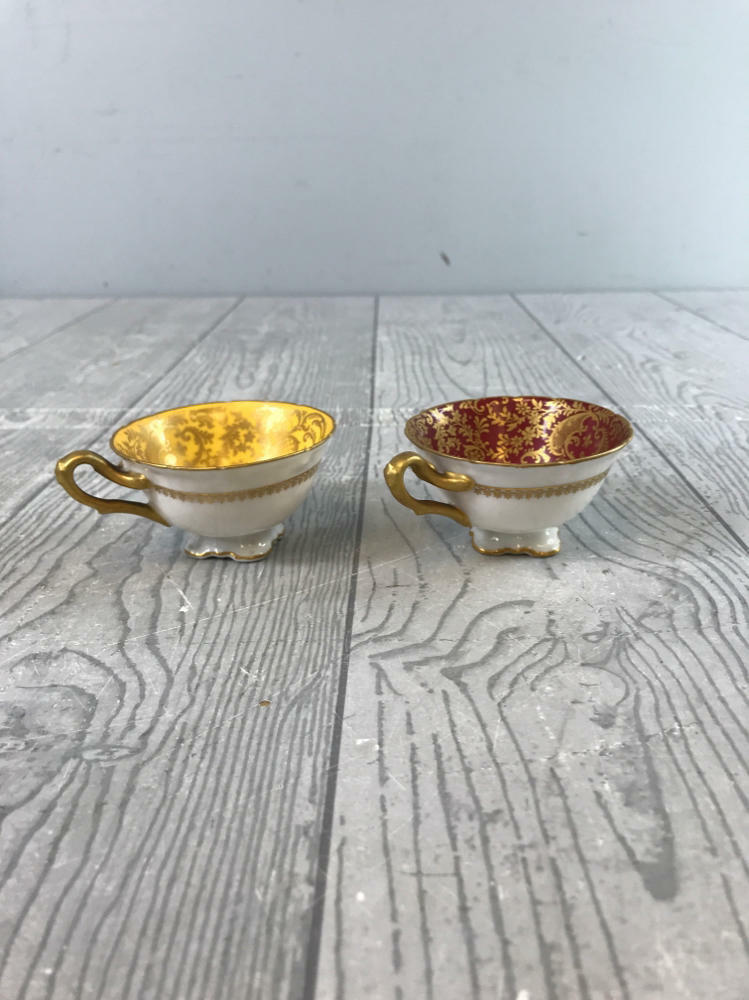 Delinieres & Co Bernaudaud & Co Limoges France Burgundy & Gold Tea Cups&Saucers - Good